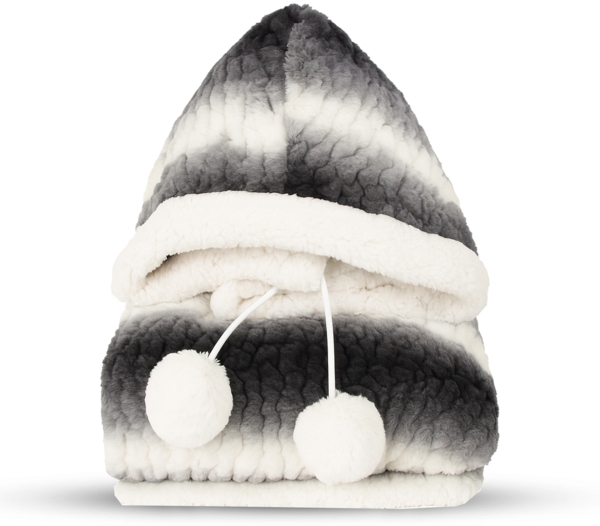 Bestlivings Kuscheldecke mit Kapuze 130 x 180 cm in Schwarz für Kinder und Erwachsene, TV-Decke, Sherpa Decke in Felloptik