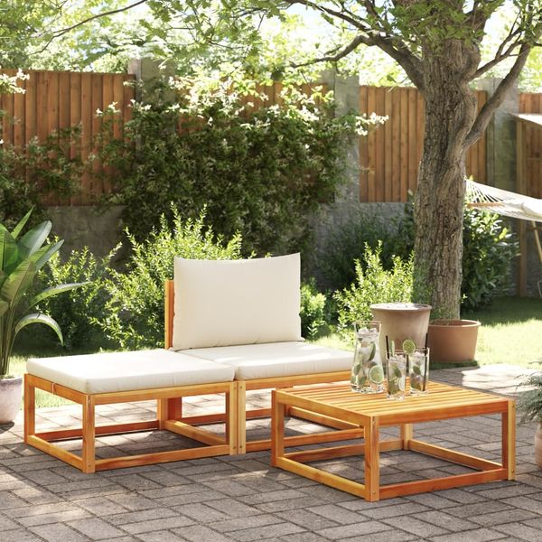 vidaXL 3-tlg. Gartensofa-Set mit Kissen Holz Akazie & Rattan 4008170
