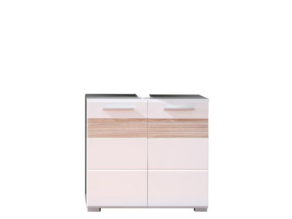 Waschbeckenunterschrank Mezzo in weiß Hochglanz und Sonoma Eiche 60 cm