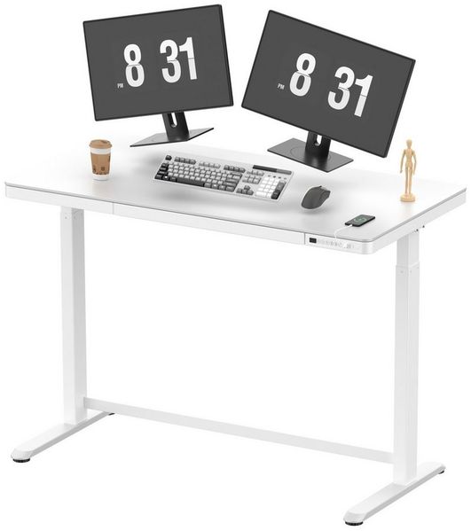 FLEXISPOT Schreibtisch Höhenverstellbarer Schreibtisch MIT Schubladen (mit LED-Höhenanzeige, 4 Speicherhöhen, Anti-Kollisionssystem, USB-C Anschluss), EINFACHE MONTAGE, leise & ergonomisch