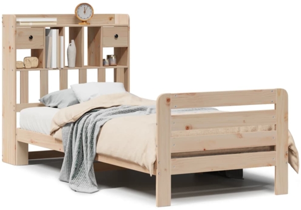 vidaXL Massivholzbett mit Regal ohne Matratze 90x200 cm Kiefer 3309953