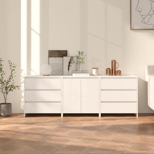 vidaXL 3-tlg. Sideboard Weiß Holzwerkstoff [3098065]