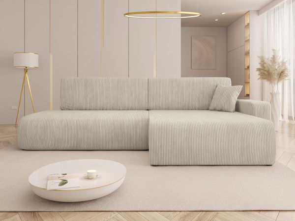 Ecksofa Pixalo O Cord (Farbe: Poso 100, Seite: Rechts)