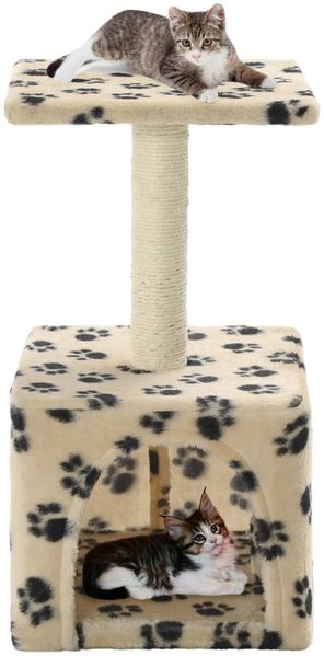 vidaXL Katzen-Kratzbaum Sisal 55 cm Beige Pfoten-Aufdruck 170540