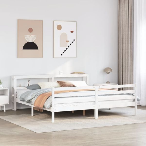 vidaXL Bettgestell mit Kopfteil ohne Matratze Weiß 200x200 cm 3305952