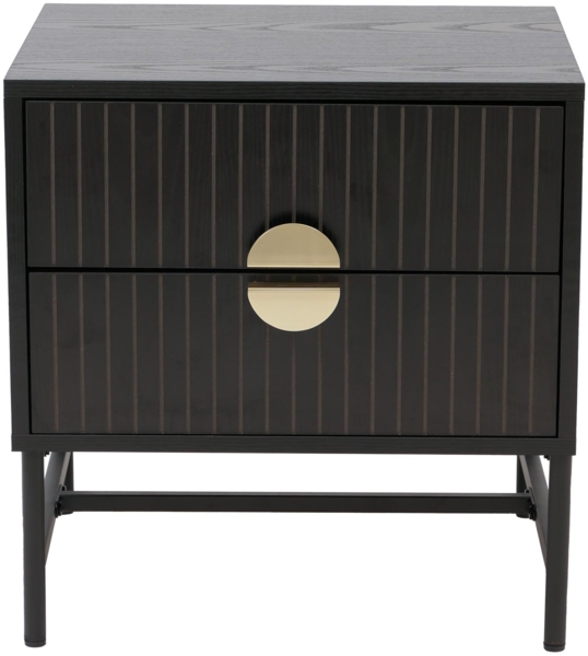 Nachttisch HWC-O39, Beistelltisch Nachtschrank Schrank, Schublade Melamin MDF Metall 50 x 48 x 39 cm ~ Holzoptik schwarz Bild 6