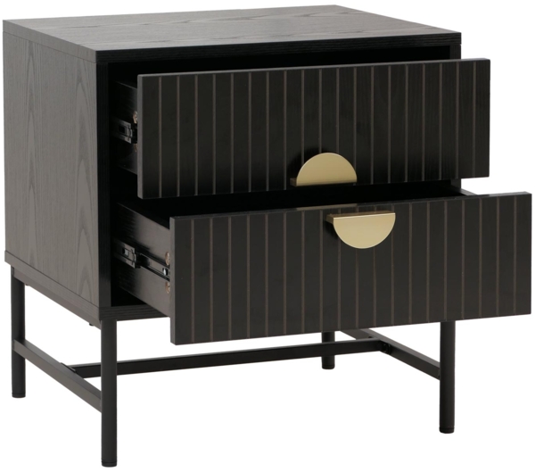 Nachttisch HWC-O39, Beistelltisch Nachtschrank Schrank, Schublade Melamin MDF Metall 50 x 48 x 39 cm ~ Holzoptik schwarz Bild 7