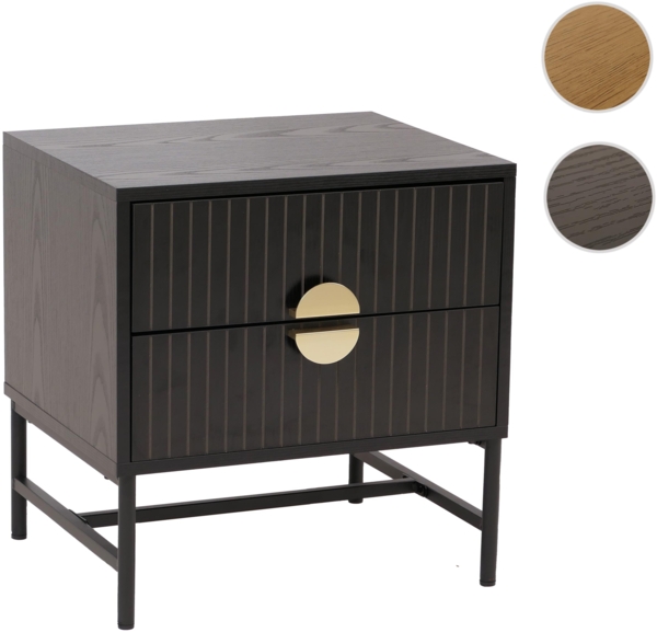 Nachttisch HWC-O39, Beistelltisch Nachtschrank Schrank, Schublade Melamin MDF Metall 50 x 48 x 39 cm ~ Holzoptik schwarz Bild 9