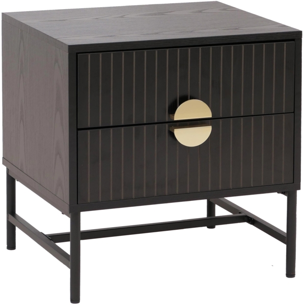 Nachttisch HWC-O39, Beistelltisch Nachtschrank Schrank, Schublade Melamin MDF Metall 50 x 48 x 39 cm ~ Holzoptik schwarz Bild 8
