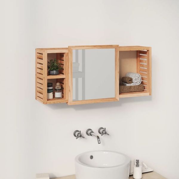 vidaXL Spiegelschrank 80x17x34 cm Massivholz Nussbaum 350368