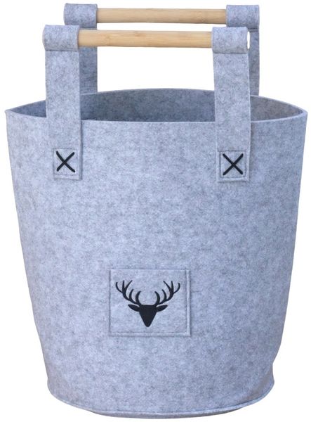 TrendLine Holzkorb Filz Ø 28 x 35 cm grau