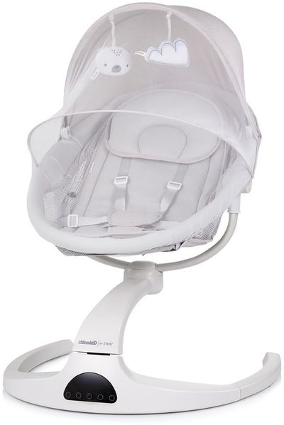 Chipolino Babywippe E-Sway Fernbedienung Musik Bluetooth Plüschtiere Timer Gurt grau