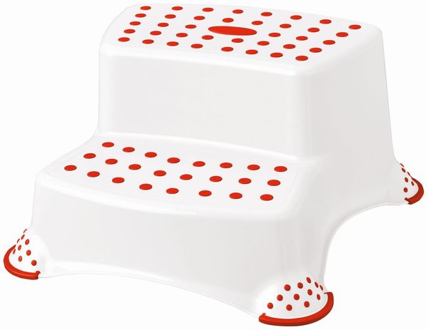 keeeper Tritthocker Kinder Hocker zweistufig weiß / rot Trittschemel
