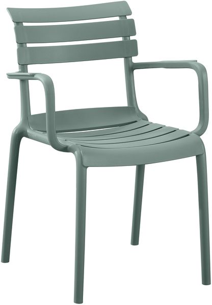 Gartenstuhl KARL mit Armlehne - 57 x 57 x 82 cm, Kunststoff, Oliv | Stapelstuhl Loungestuhl Garten Outdoor-Stuhl