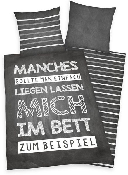 Herding Renforcé Sprüche Bettwäsche Bettbezug 135x200 cm Kopfkissenbezug 80x80 cm