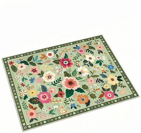 Agger Fußmatte Fußmatte mit Blumenmuster, Teppich im Boho-Stil, Landhausstil-Türmatte für Wohnzimmer, Kinderzimmer, Schlafzimmer