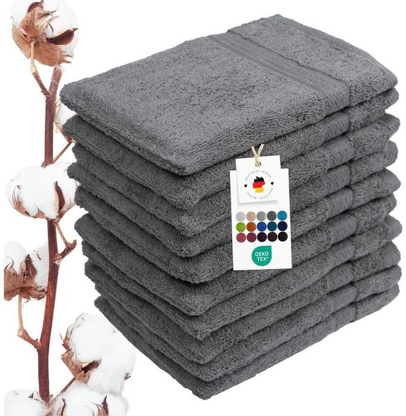 Carpe Sonno Waschhandschuh Waschlappen 10er Set Baumwolle Frottee Gesicht Körper Weich Saugstark, Frottier (Spar-Set, 10-St), 500 g/m² Handwaschlappen mit Aufhängeschlaufe Erwachsene Kinder Baby