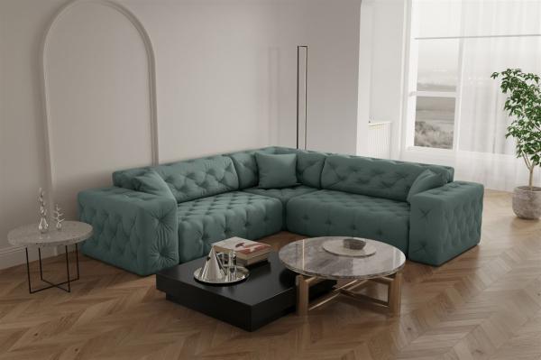 Ecksofa Designersofa CHANTAL in Stoff Opera Velvet Saphir Seite Universal