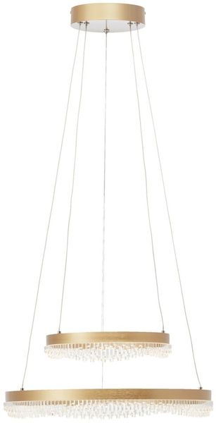 Lightbox Pendelleuchte, CCT - über Fernbedienung, LED fest integriert, warmweiß - kaltweiß, LED Hängelampe, Kristallelemente, dimmbar, Fernbedienung, Goldfarben