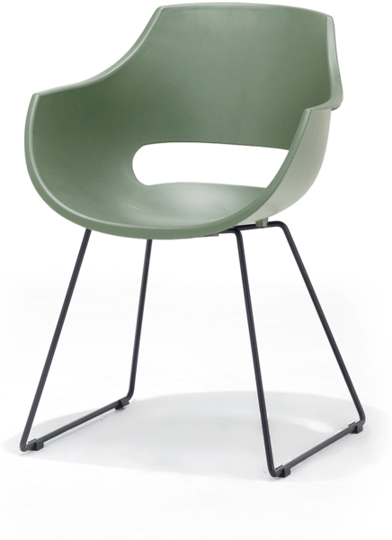 4er Set Schalenstuhl Rockville II - Grün / Schwarz