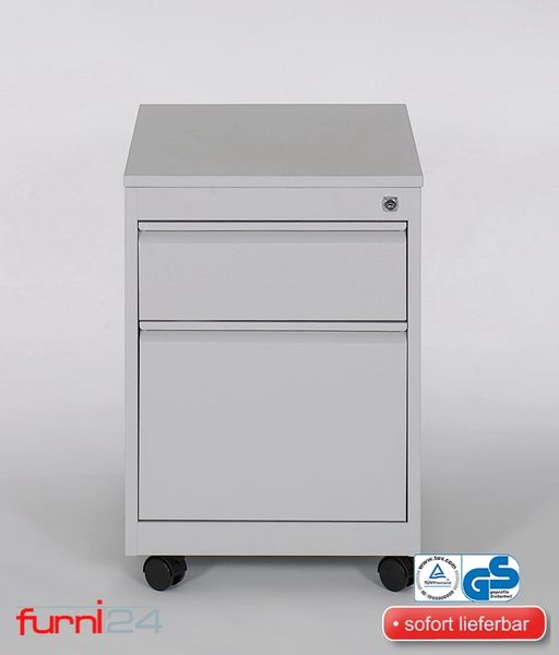 Rollcontainer, 2 Schübe, Farbe grau RAL 7035 pulverbeschichtet