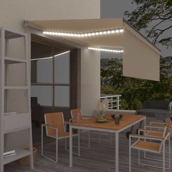 vidaXL Markise Manuell Einziehbar mit Rollo & LED 4x3 m Creme 3069422