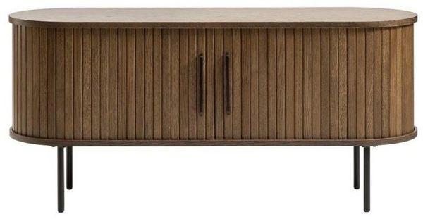 Liadomo Lowboard Uriel, TV-Möbel, TV-Board, TV-Unterschrank, 120 oder 180 cm Breite, Schiebetüren, Lamellen, schwarz, weiß, Natur, braun Bild 4