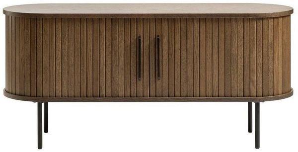 Liadomo Lowboard Uriel, TV-Möbel, TV-Board, TV-Unterschrank, 120 oder 180 cm Breite, Schiebetüren, Lamellen, schwarz, weiß, Natur, braun Bild 5