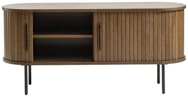 Liadomo Lowboard Uriel, TV-Möbel, TV-Board, TV-Unterschrank, 120 oder 180 cm Breite, Schiebetüren, Lamellen, schwarz, weiß, Natur, braun Bild 2