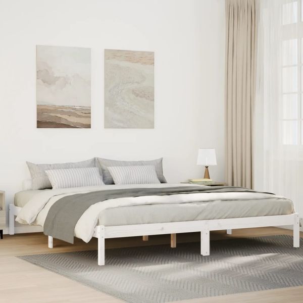 vidaXL Massivholzbett Extra Lang ohne Matratze Weiß 200x220 Kieferholz 852427