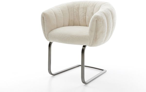 Freischwinger Jada-Flex Plüsch Creme-Weiß Freischwinger flach Graphit Taschenfederkern