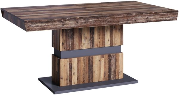 Tisch >MATTHEW< mit Auszug in Old-Wood-Optik 140-195 x 75 x 90 cm (BxHxT)