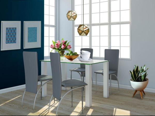 Dorel Home Furnishings Norma | Esstisch 120x80 cm mit weißen Glasbeinen