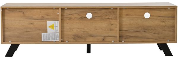 TV-Schrank 150 cm mit Holzmaserung in Natur & Schwarz – Fernsehschrank mit 2 Schubladen, 1 Schrank & offenen Fächern Bild 10