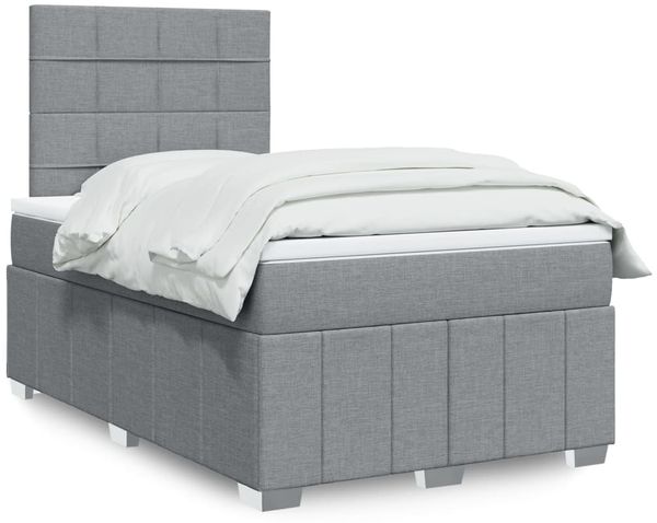 vidaXL Boxspringbett mit Matratze Hellgrau 120x200 cm Stoff 3291635