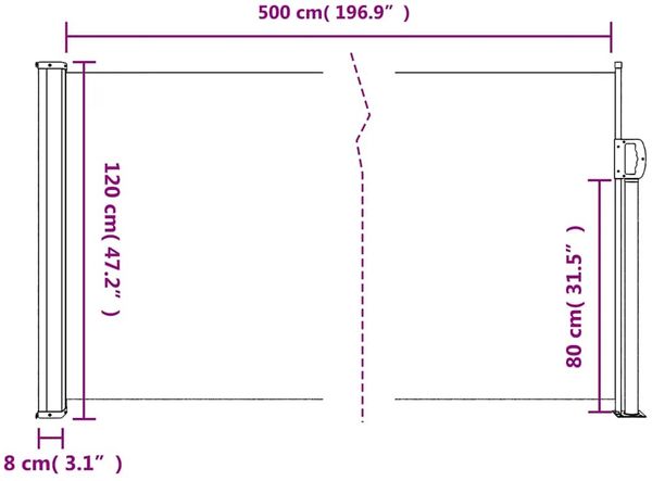 vidaXL Ausziehbare Seitenmarkise Anthrazit 120x500 cm 4004413 Bild 11