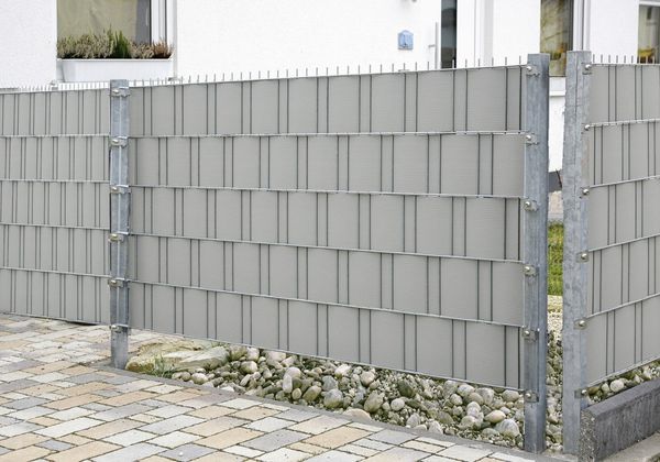 Floraworld Sichtschutz für Stabmattenzaun Classic 2,05 m x 19 cm silbergrau