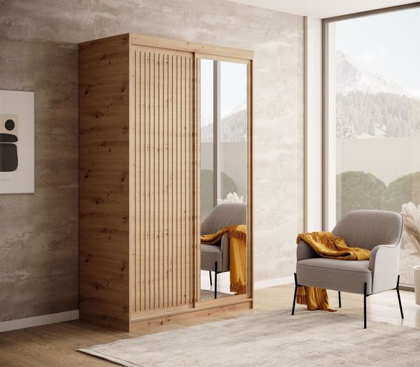 Schiebetürenschrank Schrank FABO in Artisan Eiche 120 x 205 x 60 cm