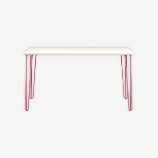 MultiDesk, 4 Stahlfüße, Dekor Weiß, Farbe Pink, Maße: H 740 x B 1400 x T 600 mm