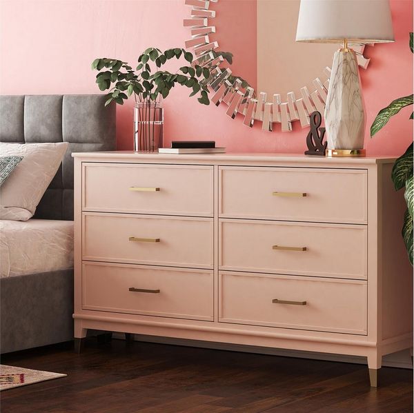 CosmoLiving by Cosmopolitan Kommode Westerleigh, mit 6 Schubladen, MDF, Beine aus Massivholz, Höhe 85 cm, Breite 145 cm