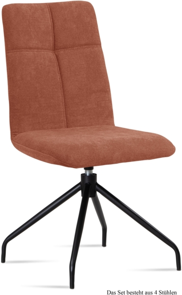 Esszimmerstuhl drehbar (4er-Set) Dniren 47x92x60 Schwarz/Cognac