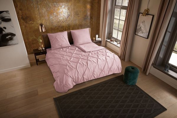 PURE luxury collection Wendebettwäsche Elegence, Microfaser, 3 teilig, Mikrofaser, Uni, Stickerei, luxuriöse Falten, Reißverschluss