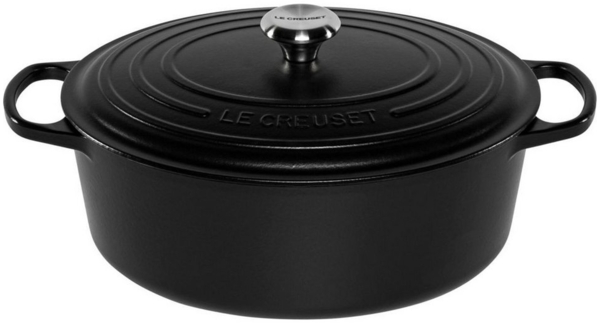 Le Creuset Bräter 'Signature' , Gusseisen , Oval, für alle Herdarten und Induktion geeignet, Schwarz, 33,0 cm