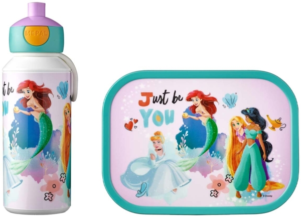 Mepal 'Campus' Lunch-Set mit Pop-up Trinkflasche & Lunch Box, Kunststoff Disney Princess, 400 ml / 750 ml