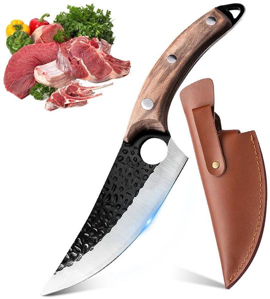 Fine Life Pro Spickmesser 6-Zoll-Fleischbeil mit Lederscheide, Ausbeinmesser für Gemüse und Fleisch