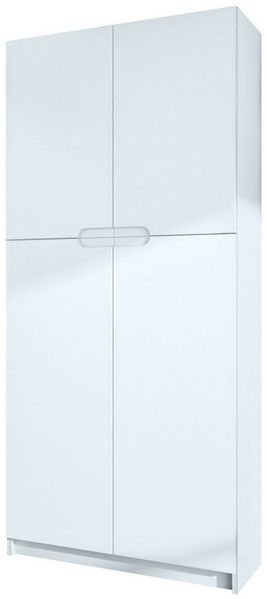 Vladon Aktenschrank Logan (Aktenschrank, mit 5 Fächern und 4 Türen) Weiß matt/Weiß matt (82 x 184 x 37 cm)
