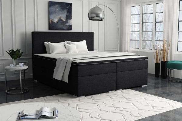 Boxspringbett Schlafzimmerbett SOREL 140x200cm Stoff Aragon Anthrazit