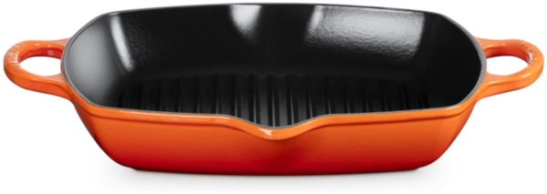 Le Creuset Grillpfanne quadratisch 2 Griffe Signature 30 cm Ofenrot - Orange - 29 bis 32 cm