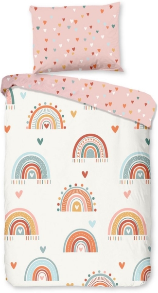 Good Morning Kinder Baby Bettwäsche 100x135 Louie Indie Herzen Regenbogen 33032