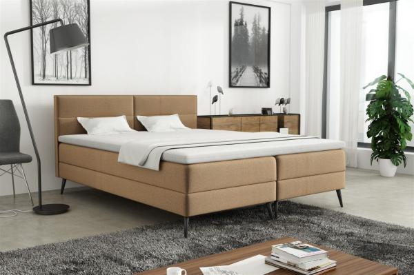 Boxspringbett Schlafzimmerbett CORDOBA 200x200cm Stoff Monolith Beige